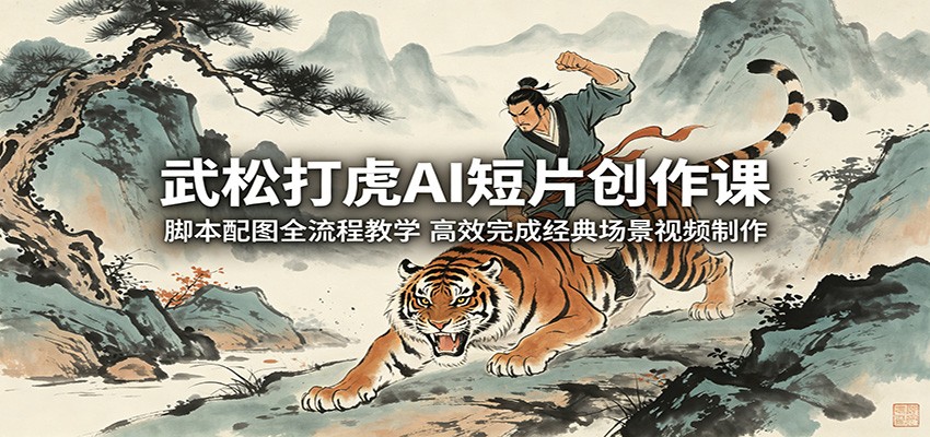 武松打虎AI短片创作课:脚本配图全流程教学,高效完成经典场景视频制作-夏姐拆项目