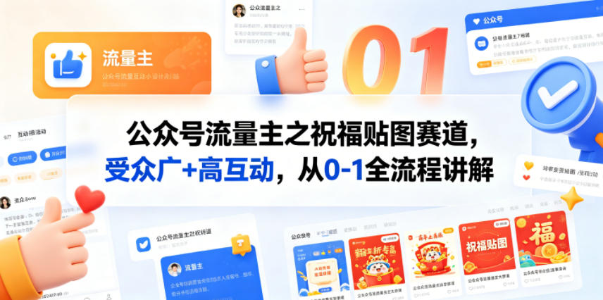 公众号流量主之祝福贴图赛道，受众广+高互动，从0-1全流程讲解-极速搞钱指南