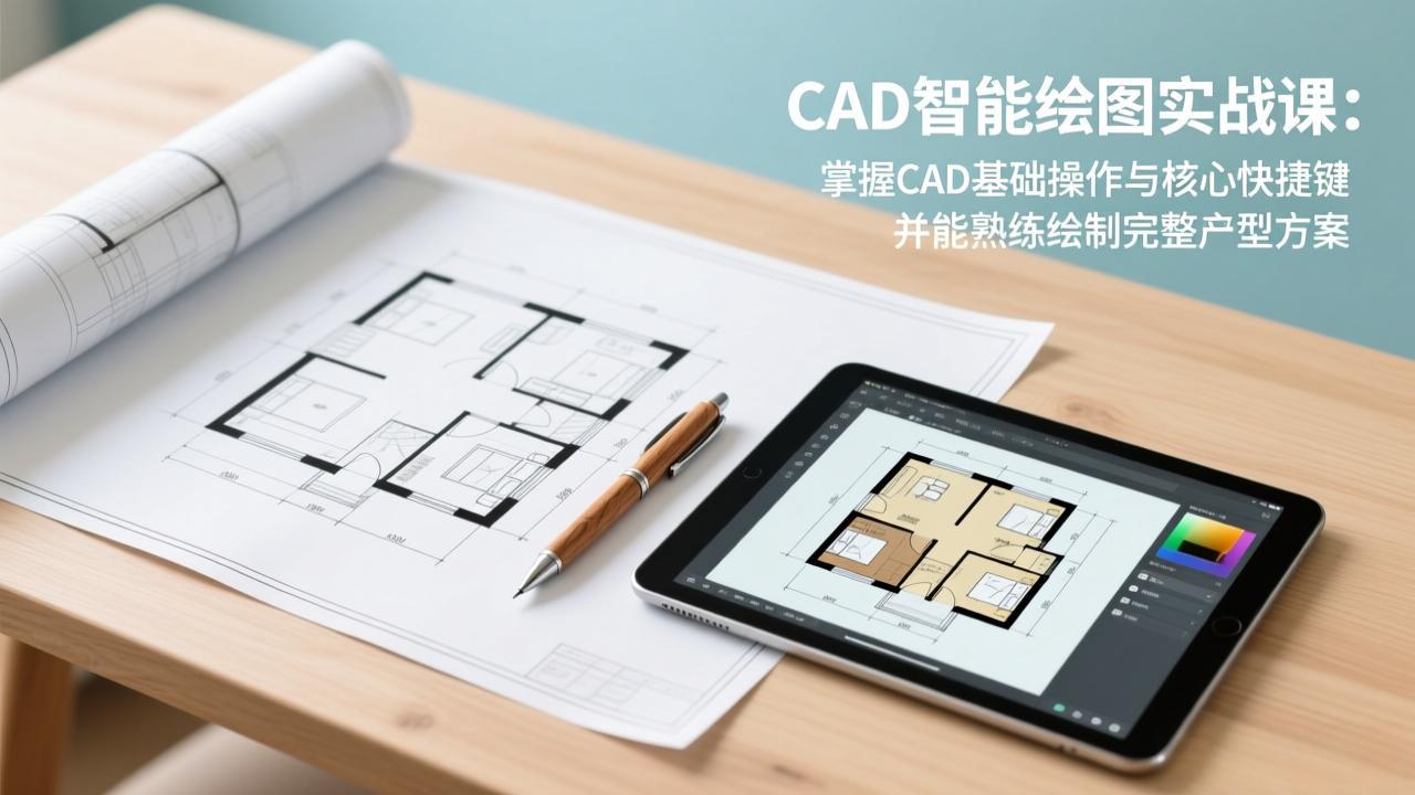 CAD智能绘图实战课：掌握CAD基础操作与核心快捷键，并能熟练绘制完整户型方案-小目标云网创