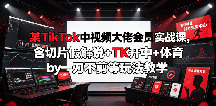 某TikTok中视频大佬会员实战课，含切片假解说+TK开中+体育by一刀不剪等玩法教学-网创联盟云网创