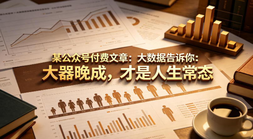 某公众号付费文章：大数据告诉你：大器晚成，才是人生常态-赚赚小目标云网创