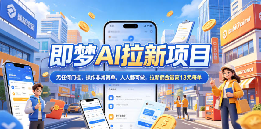 2026年即梦AI拉新项目最新玩法,无任何门槛,操作非常简单,人人都可做,拉新佣金最高13米每单(更新6月24日)-极速搞钱云网创