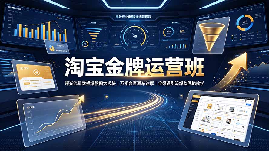 淘宝金牌运营班-7月：曝光流量数据爆款四大板块｜万相台直通车达摩｜全渠道引流爆款落地教学-小目标云网创