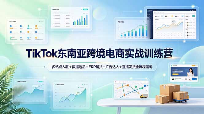 TikTok东南亚跨境电商实战训练营:多站点入驻+数据选品+ERP铺货+广告达人+直播发货全流程落地-极速搞钱云网创