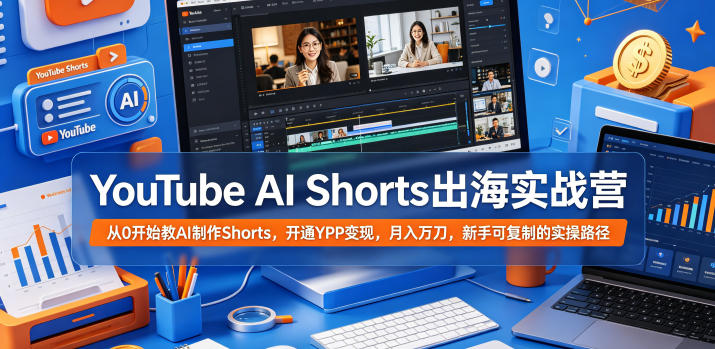 YouTube AI Shorts出海实战营，从0开始教AI制作Shorts，开通YPP变现，月入万刀，新手可复制的实操路径-一个小目标资源站