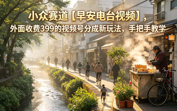 小众赛道【早安电台视频】，外面收费399的视频号分成新玩法，手把手教学-极速搞钱云网创