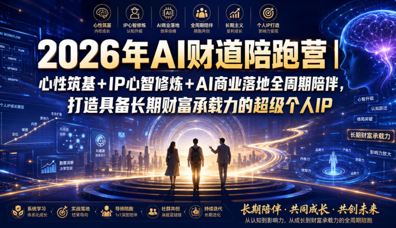 2026年AI财道陪跑营|心性筑基+IP心智修炼+AI商业落地全周期陪伴,打造具备长期财富承载力的超级个人IP-灵感工坊云网创