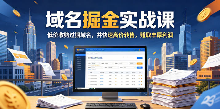 域名交易掘金实战课，低价收购过期域名，并快速高价转售，賺取丰厚利润【原创双语字幕】-个创网云网创