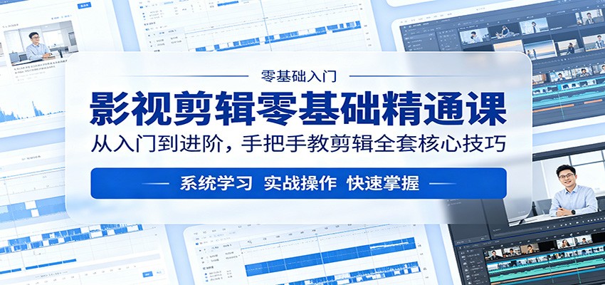 影视剪辑零基础精通课：从入门到进阶，手把手教剪辑全套核心技巧-黑猫科技云网创