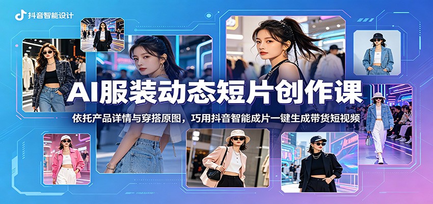 AI服装动态短片创作课：依托产品详情与穿搭原图，巧用抖音智能成片一键生成带货短视频-个创网云网创