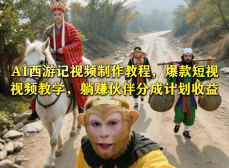 AI西游记视频制作教程，爆款短视频教学，躺賺伙伴分成计划收益-小目标云网创