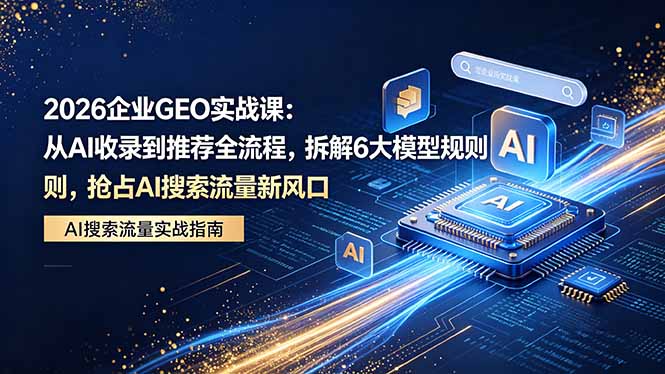 2026 企业GEO实战课：从AI收录到推荐全流程，拆解6大模型规则，抢占 AI 搜索流量新风口-创副资源云