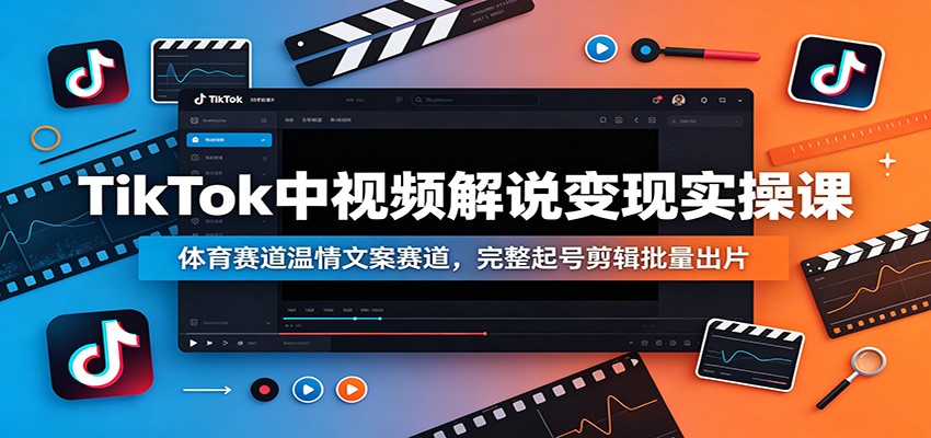 TikTok中视频解说变现实操课：体育赛道温情文案赛道，完整起号剪辑批量出片-启微空间
