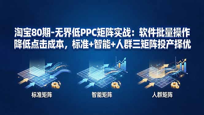 淘宝80期-无界低PPC矩阵实战：软件批量操作降低点击成本，标准+智能+人群三矩阵投产择优-小目标云网创