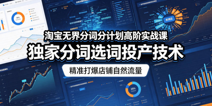 淘宝无界分词分计划高阶实战课，独家分词选词投产技术，精准打爆店铺自然流量-启微空间