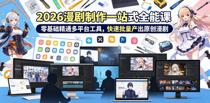 2026 AI漫剧制作一站式全能课，零基础精通多平台工具，快速批量产出原创漫剧-灵感工坊云网创