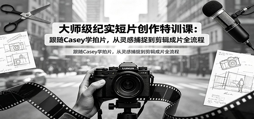 大师级纪实短片创作特训课:跟随Casey学拍片,从灵感捕捉到剪辑成片全流程-小目标云网创
