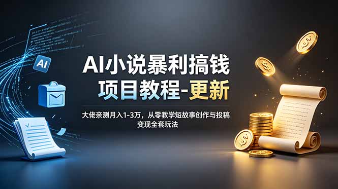 AI小说暴利搞钱项目教程-更新,大佬亲测月入1-3万,从零教学短故事创作与投稿变现全套玩法-创客联盟