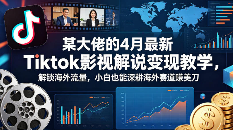 某大佬的4月最新Tiktok影视解说变现教学，解锁海外流量，小白也能深耕海外赛道賺美刀-小目标云网创