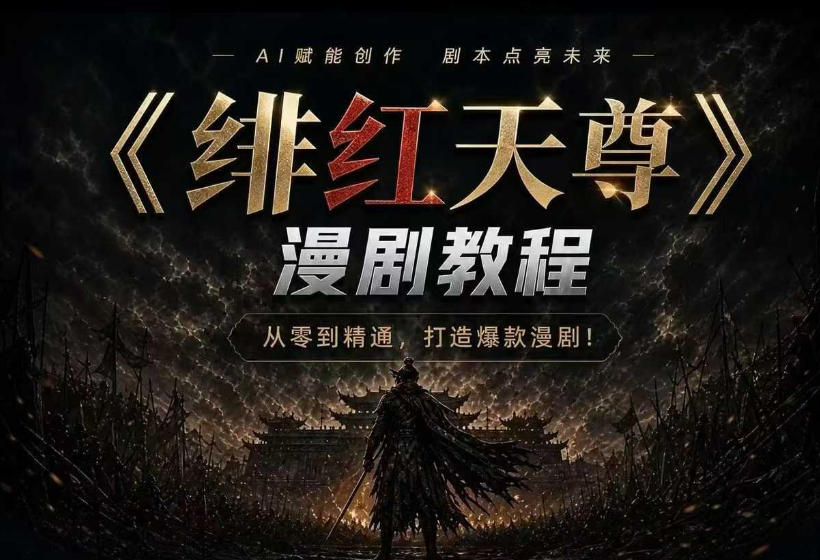 绯红天尊AI漫剧系统教程|从零入门到精通,工具运用+剧本创作+爆款逻辑+提示词素材+镜头剪辑,全套爆款漫剧落地实战课-灵感工坊云网创