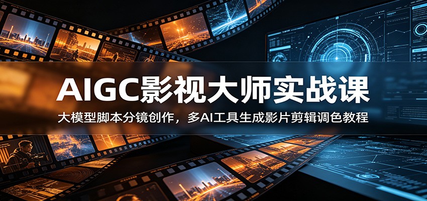 AIGC影视大师实战课:大模型脚本分镜创作,多AI工具生成影片剪辑调色教程-灵感工坊云网创