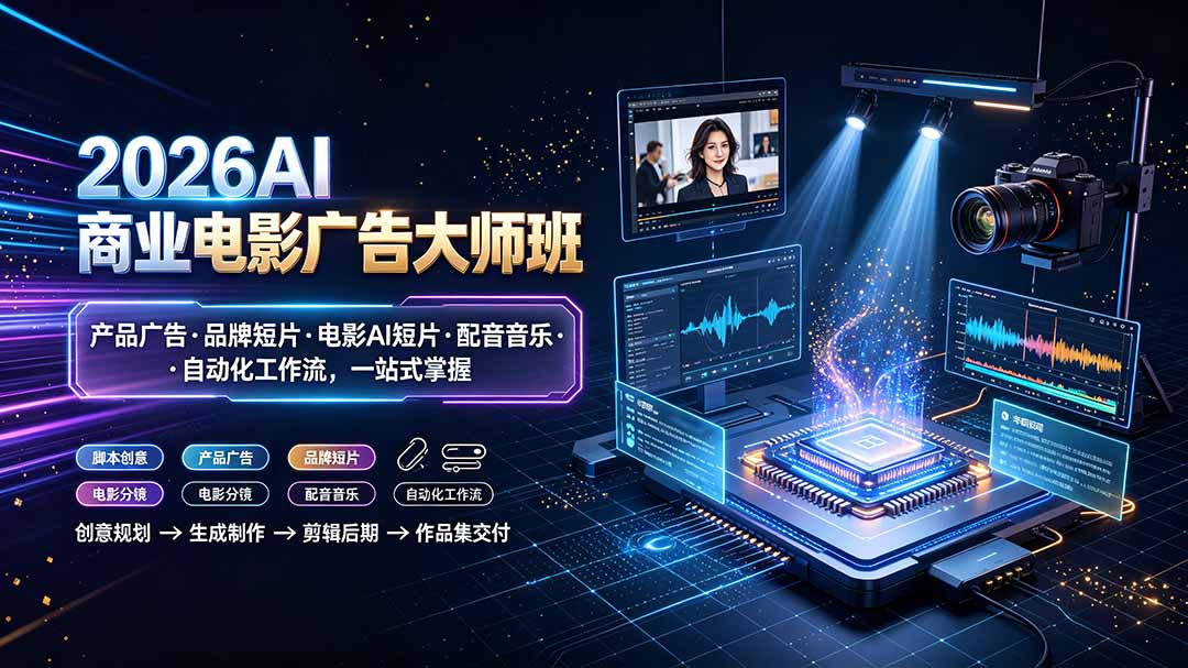 2026AI商业电影广告大师班：产品广告·品牌短片·电影AI短片·配音音乐·自动化工作流，一站式掌握-小目标云网创