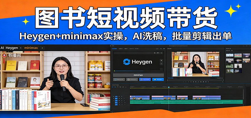 图书短视频带货：Heygen+minimax实操，AI洗稿 ，批量剪辑出单-小目标云网创