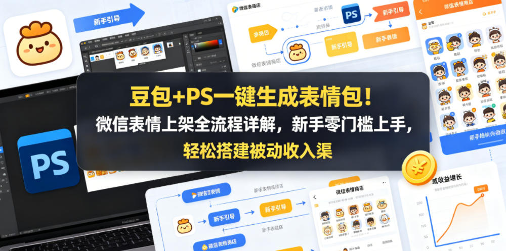 豆包+PS一键生成表情包！微信表情上架全流程详解，新手零门槛上手，轻松搭建被动收入渠道-小目标云网创