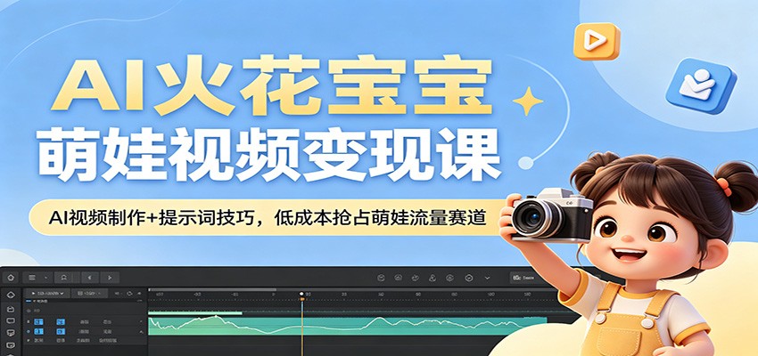 AI火花宝宝萌娃视频变现课：AI视频制作+提示词技巧，低成本抢占萌娃流量赛道-小目标云网创