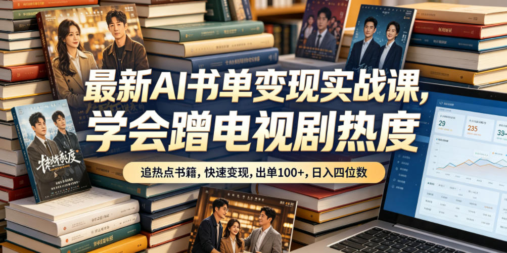 最新AI书单变现实战课，学会蹭电视剧热度，追热点书籍，快速变现，出单100+，日入四位数-opc资源站