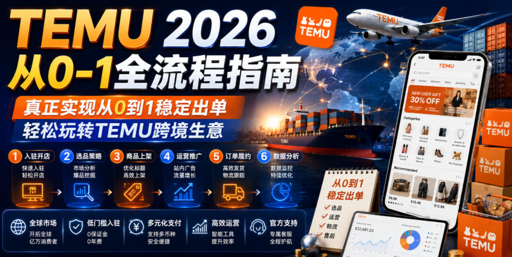 TEMU 2026从0-1全流程指南，真正实现从0到1稳定出单，轻松玩转TEMU跨境生意-小目标云网创