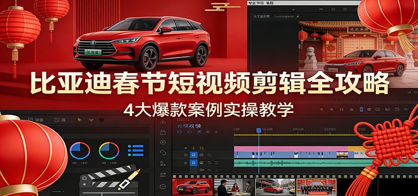 比亚迪春节短视频剪辑全攻略，4大爆款案例实操教学-小目标云网创