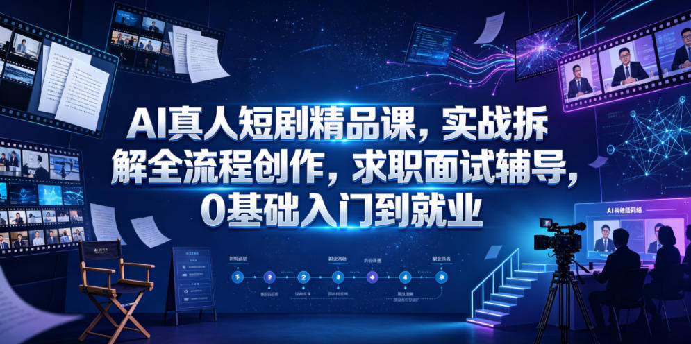 AI真人短剧精品课,实战拆解全流程创作,求职面试辅导,0基础入门到就业-小目标云网创