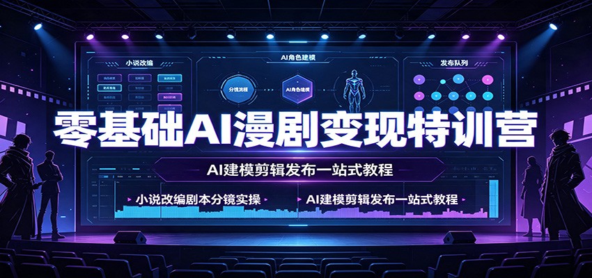 零基础AI漫剧变现特训营:小说改编剧本分镜实操,AI建模剪辑发布一站式教程-小目标云网创