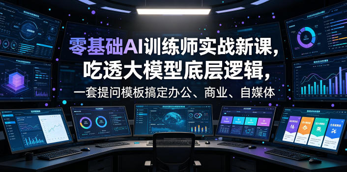 零基础AI训练师实战课，吃透大模型底层逻辑，一套提问模板搞定办公、商业、自媒体、设计、生活全场景AI落地应用-灵感工坊云网创