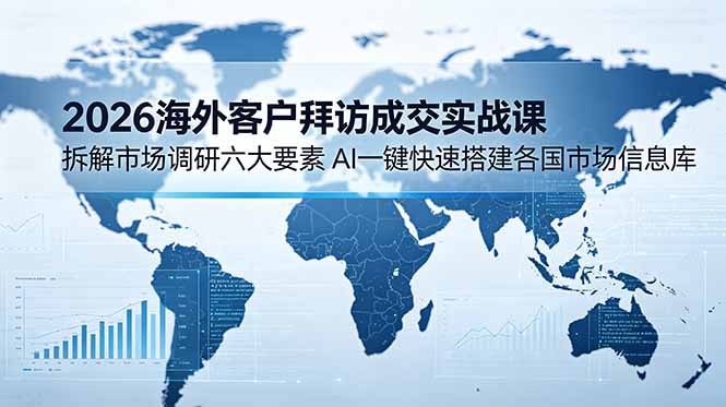 2026海外客户拜访成交实战课:拆解市场调研六大要素,AI一键快速搭建各国市场信息库-网创联盟云网创
