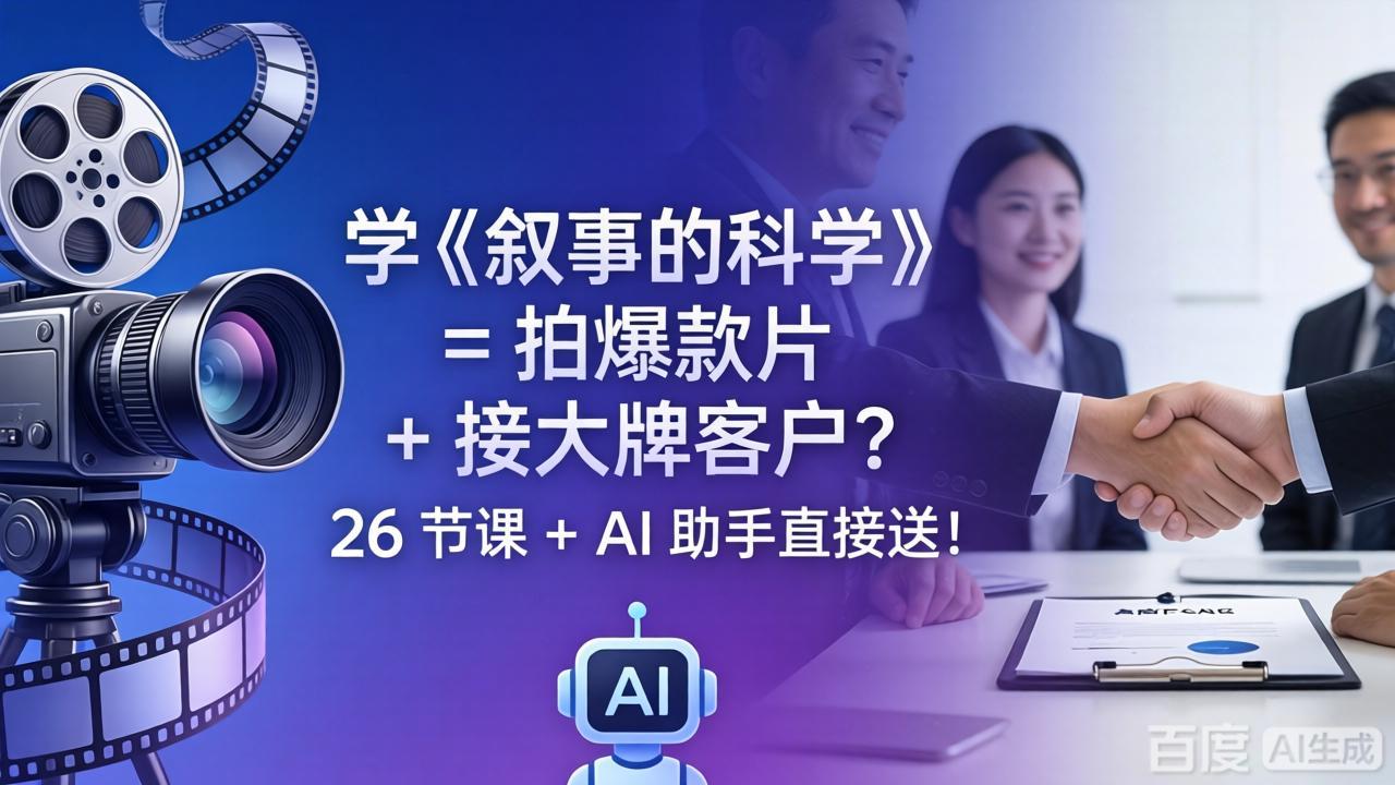 学《叙事的科学》= 拍爆款片 + 接大牌客户？26 节课 + AI 助手直接送！-黑猫科技云网创
