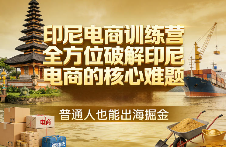 印尼电商训练营，全方位破解印尼电商的核心难题，普通人也能出海掘金-小目标云网创