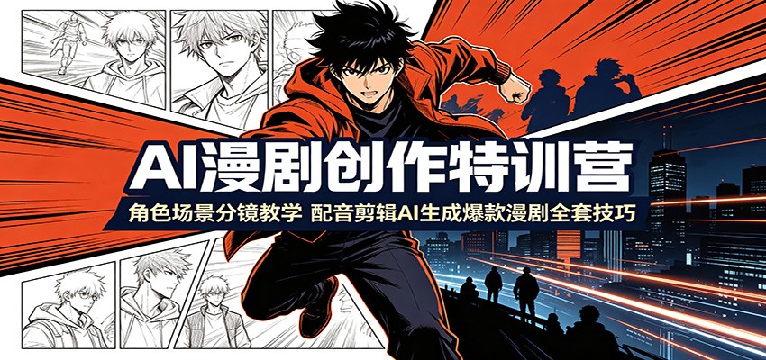 AI漫剧创作特训营：角色场景分镜教学，配音剪辑AI生成爆款漫剧全套技巧-小目标云网创
