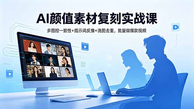 AI颜值素材复刻实战课，多图控一致性+提示词反推+洗图去重，批量做爆款视频-极速搞钱云网创