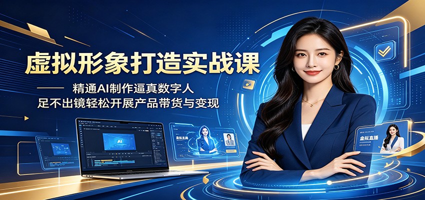虚拟形象打造实战课：精通AI制作逼真数字人，足不出镜轻松开展产品带货与变现-网创商城