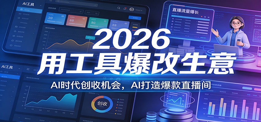 2026用工具爆改生意，AI时代创收机会，AI打造爆款直播间-小目标云网创