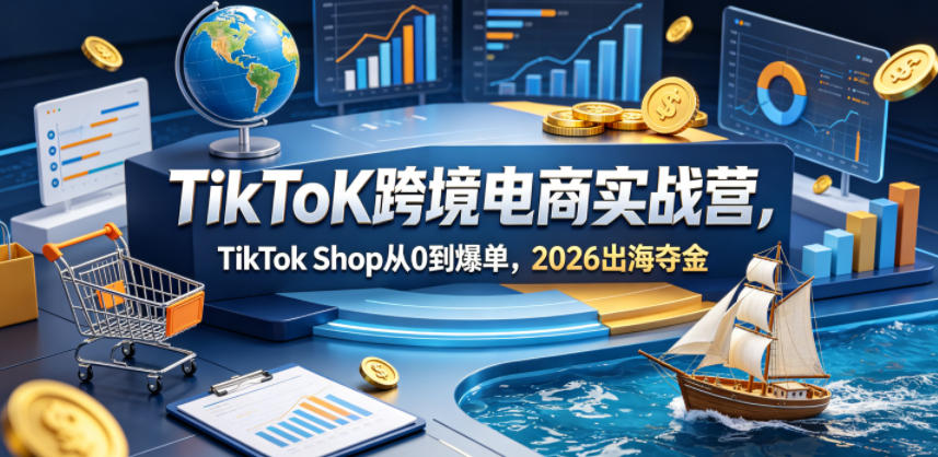 TikToK跨境电商实战营，TikTok Shop从0到爆单，2026出海夺金-极速搞钱指南