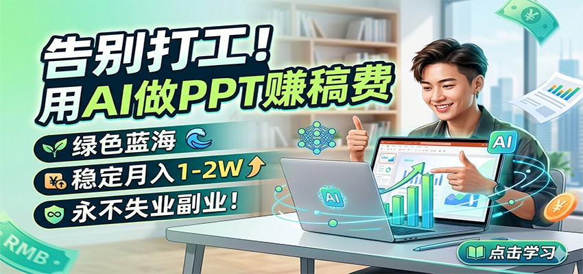 告别打工！用AI做PPT赚稿费，绿色蓝海，稳定月入1-2W，永不失业副业！-创副资源云