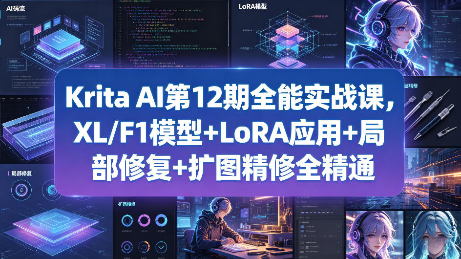 Krita AI第12期全能实战课，XL/F1模型+LoRA应用+局部修复+扩图精修全精通-小目标云网创