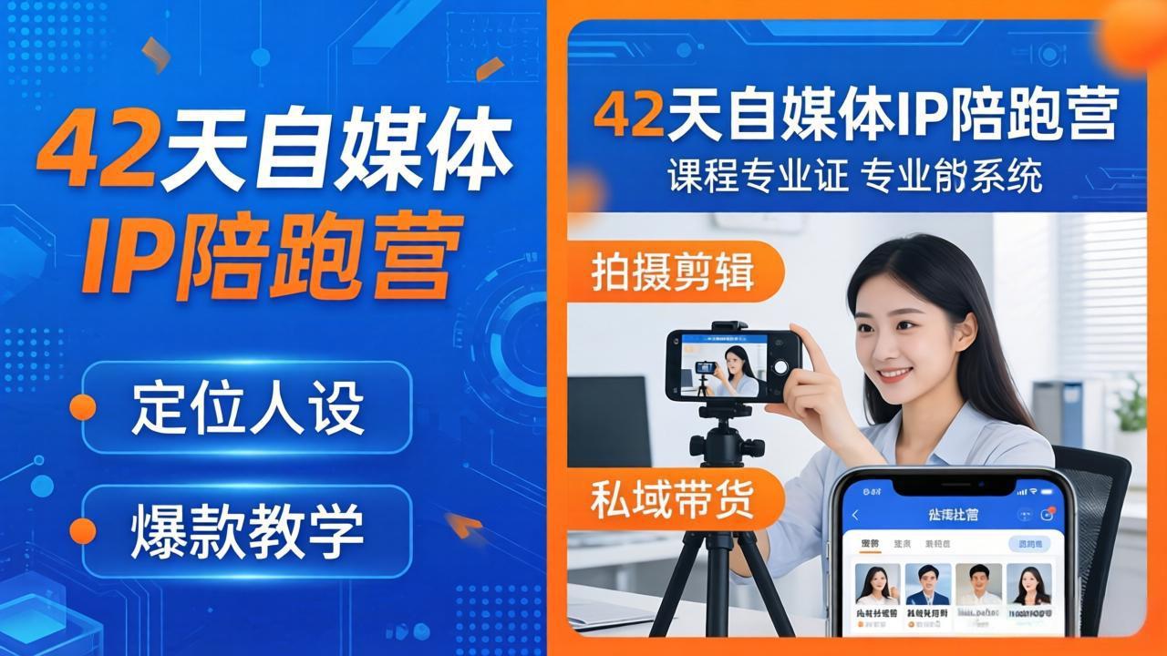 42天自媒体IP陪跑营-26年4月19更新：定位人设爆款全教学，拍摄剪辑私域带货一站式落地-聚星云网创