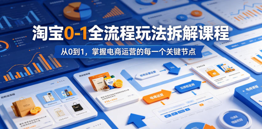 淘宝0-1全流程玩法拆解课程，从0到1，掌握电商运营的每一个关键节点-个创网云网创