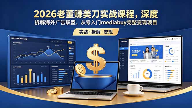 2026老董赚美刀实战课程，深度拆解海外广告联盟，从零入门mediabuy完整变现项目-小目标云网创