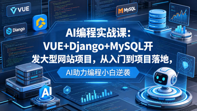 AI编程实战课：VUE+Django+MySQL开发大型网站项目，从入门到项目落地，AI助力编程小白逆袭-小目标云网创