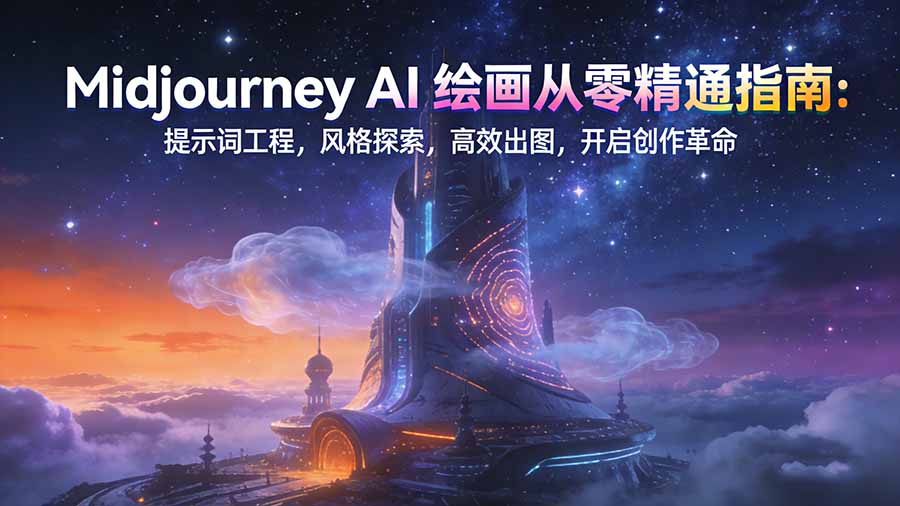 Midjourney AI绘画从零精通指南：提示词工程，风格探索，高效出图，开启创作革命-小目标云网创